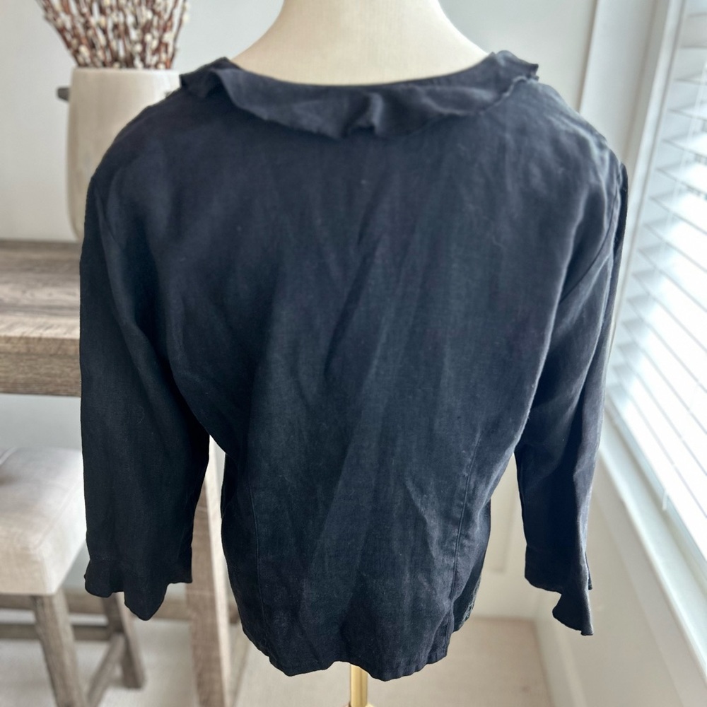 Orvis Black Linen Blouse Size Small - Picture 2 of 4